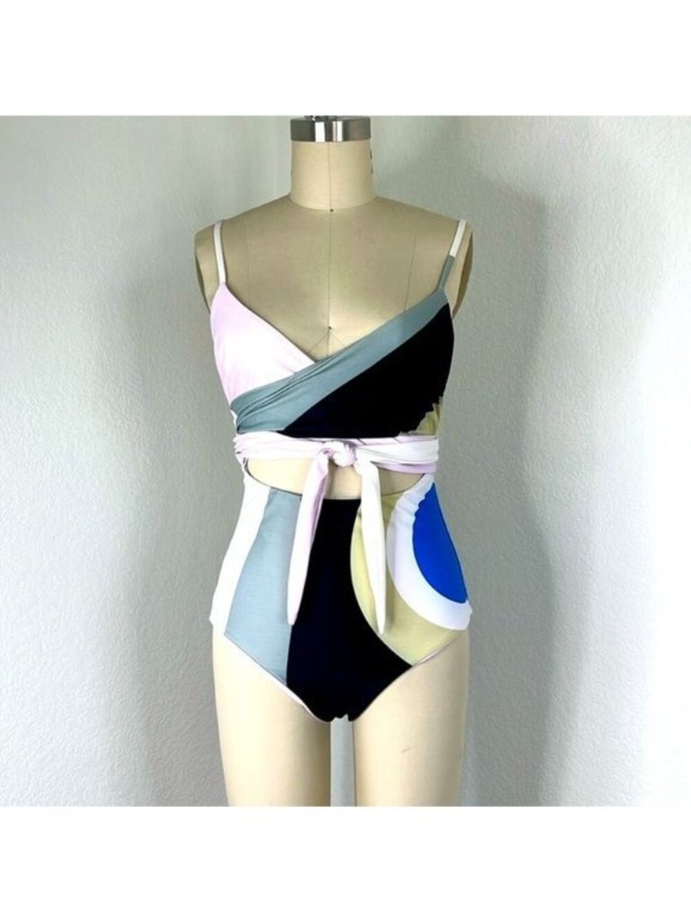 Mara Hoffman Isolde Wrap One Piece Abstract Swimsuit